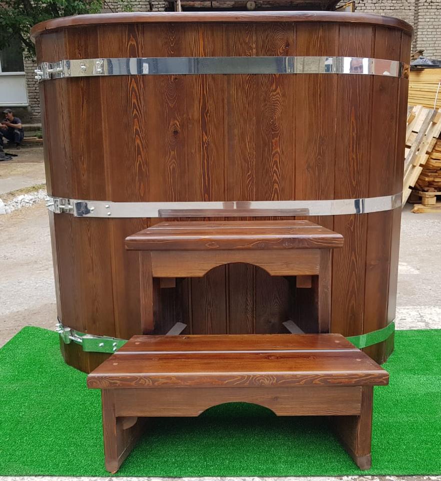 Купель из кедра овальная с пластиковой вставкой 