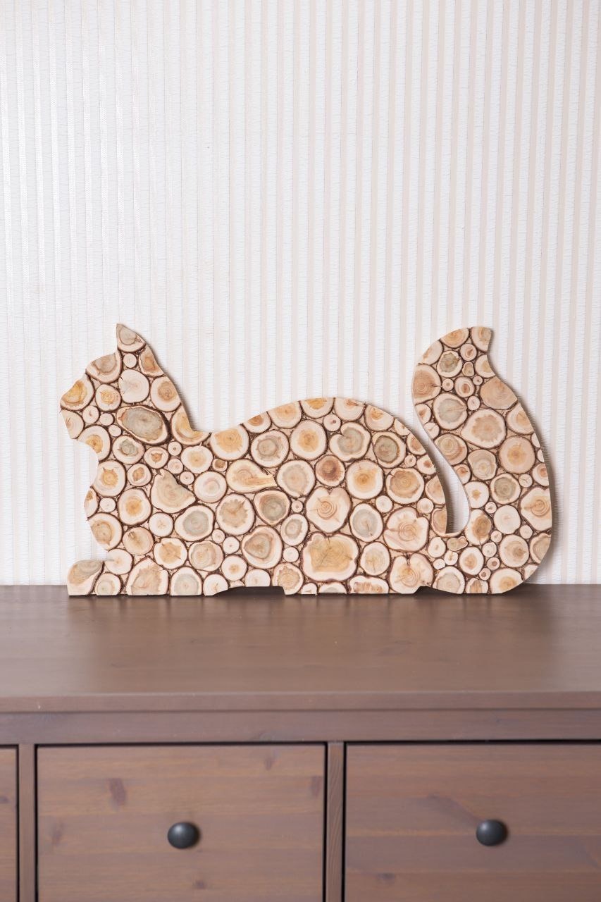 Панно из можжевельника "Кот" 35*70см
